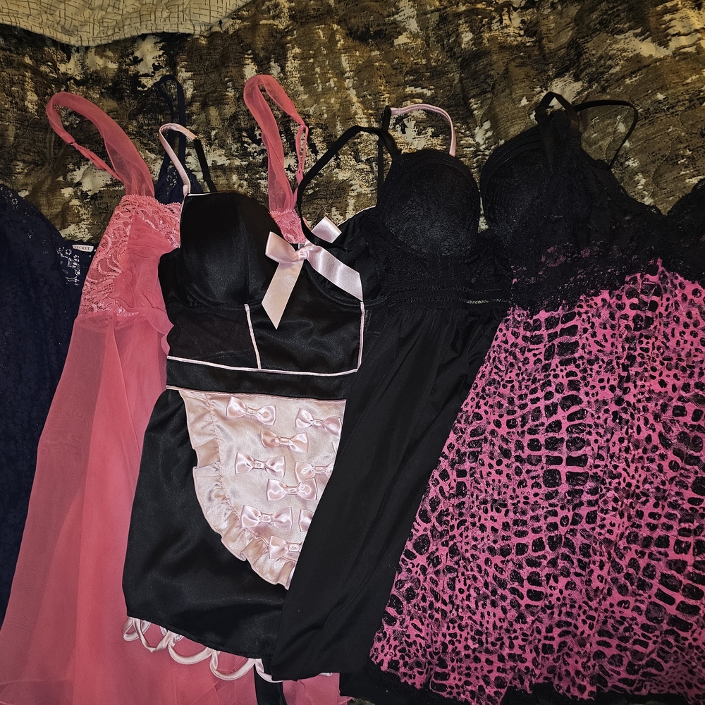Pink and Black Lingerie Set